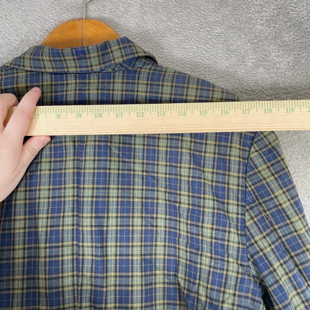 Gap Classic Blazer Mens Large Blue Green Plaid Cotton Tailored Jacket